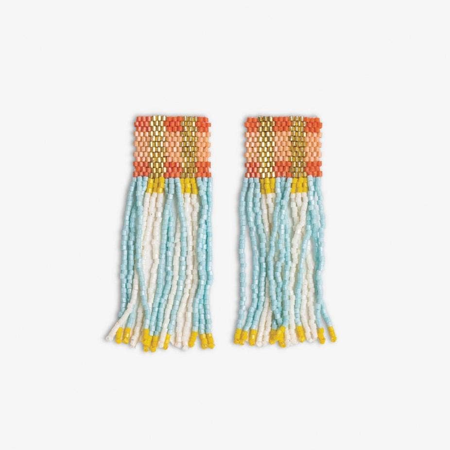 Ava Color Block Beaded Fringe Earrings / Amalfi - Harmony