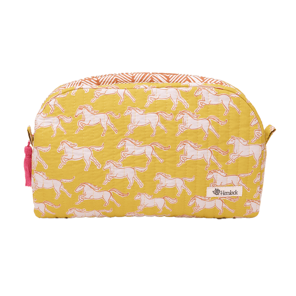 Horses Large Quilted Scallop Zipper Pouch - Harmony