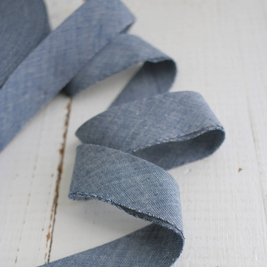 2.5" Bias Quilt Binding / Chambray Indigo - Harmony