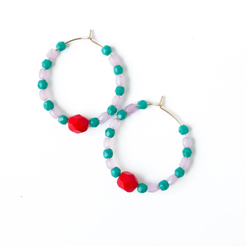 Colorful Gold Filled Hoops with Beads - Harmony