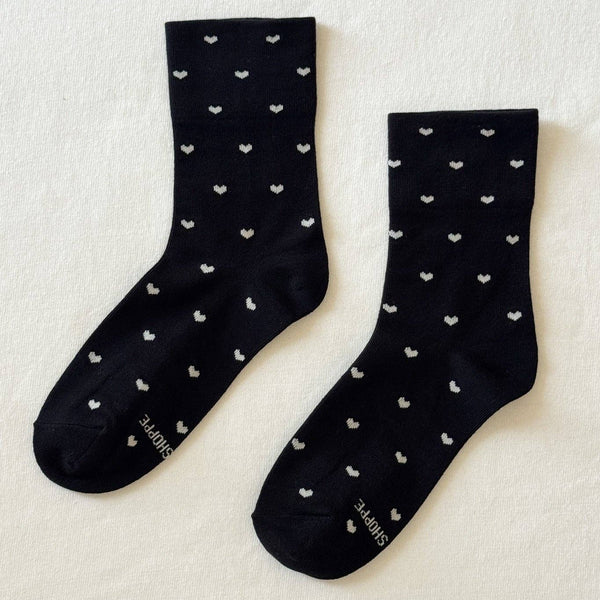 Sneaker Socks / Heart - Black / Cream - Harmony
