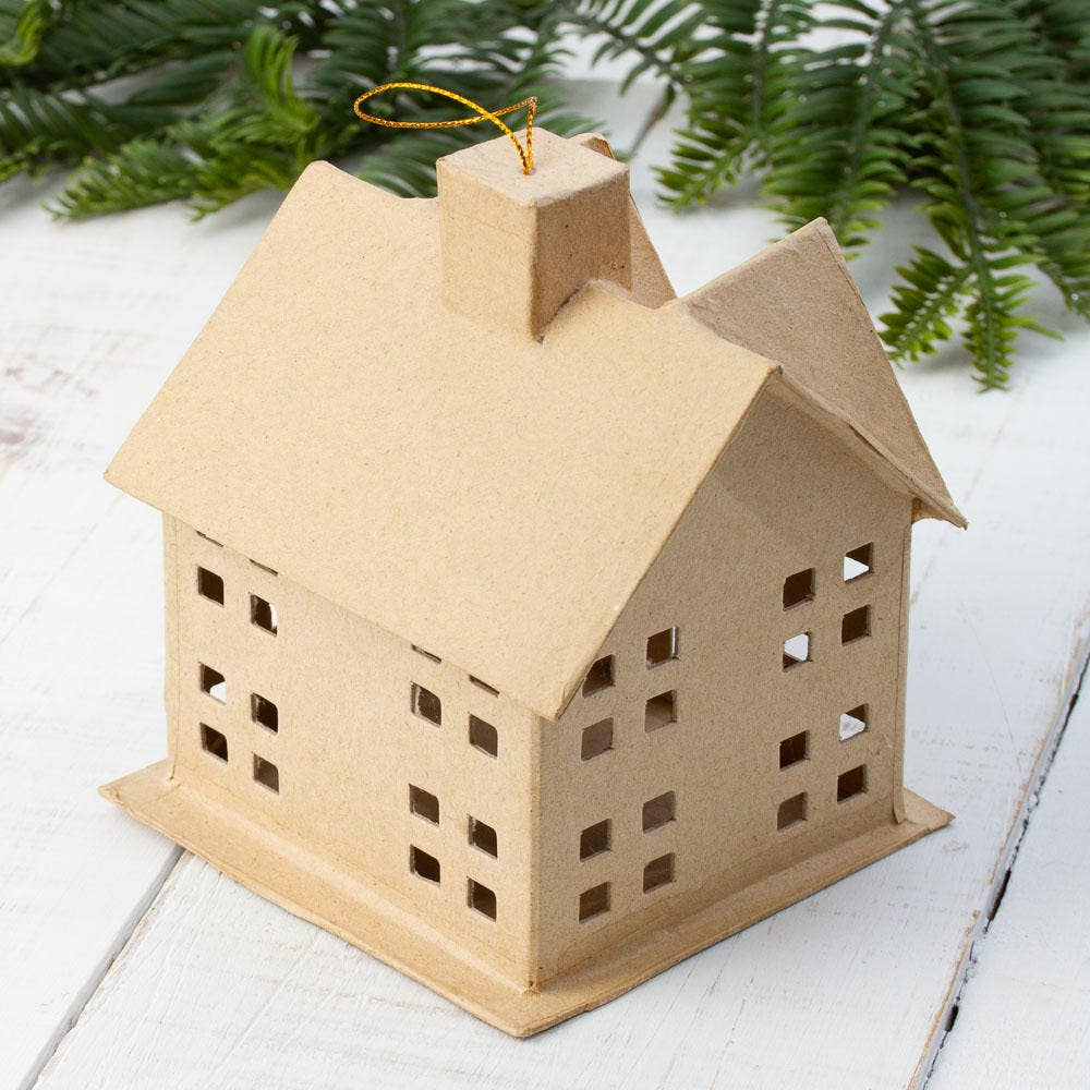 Paper Mache Saltbox House Ornament - Medium - Harmony