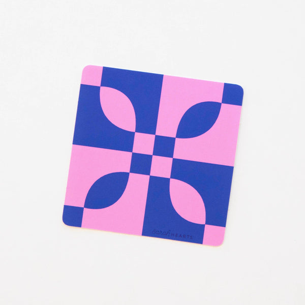 Blue and Pink Quilt Block Sticker - Harmony
