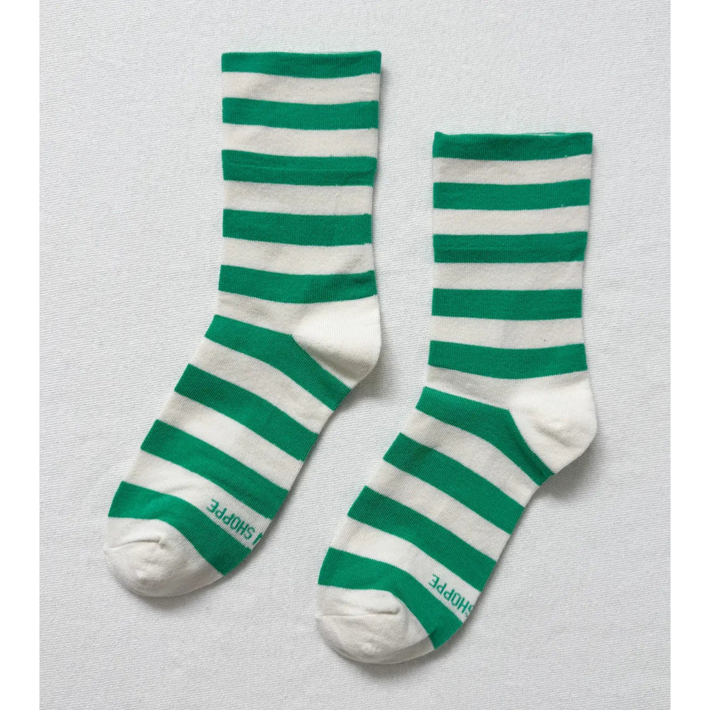 Wally Socks / Wide / Green Stripe - Harmony