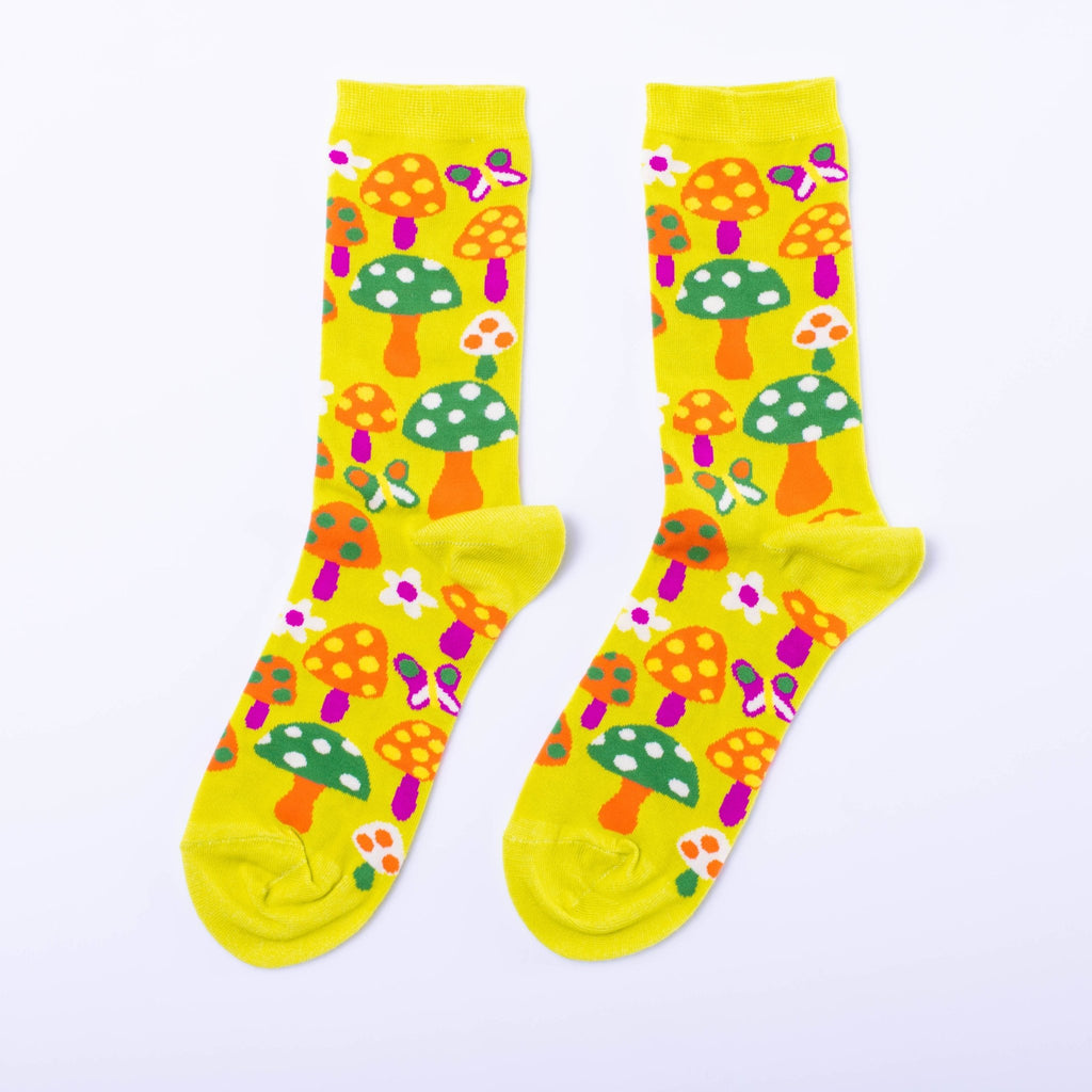 Mushroom Butterfly Small Crew Socks - Harmony