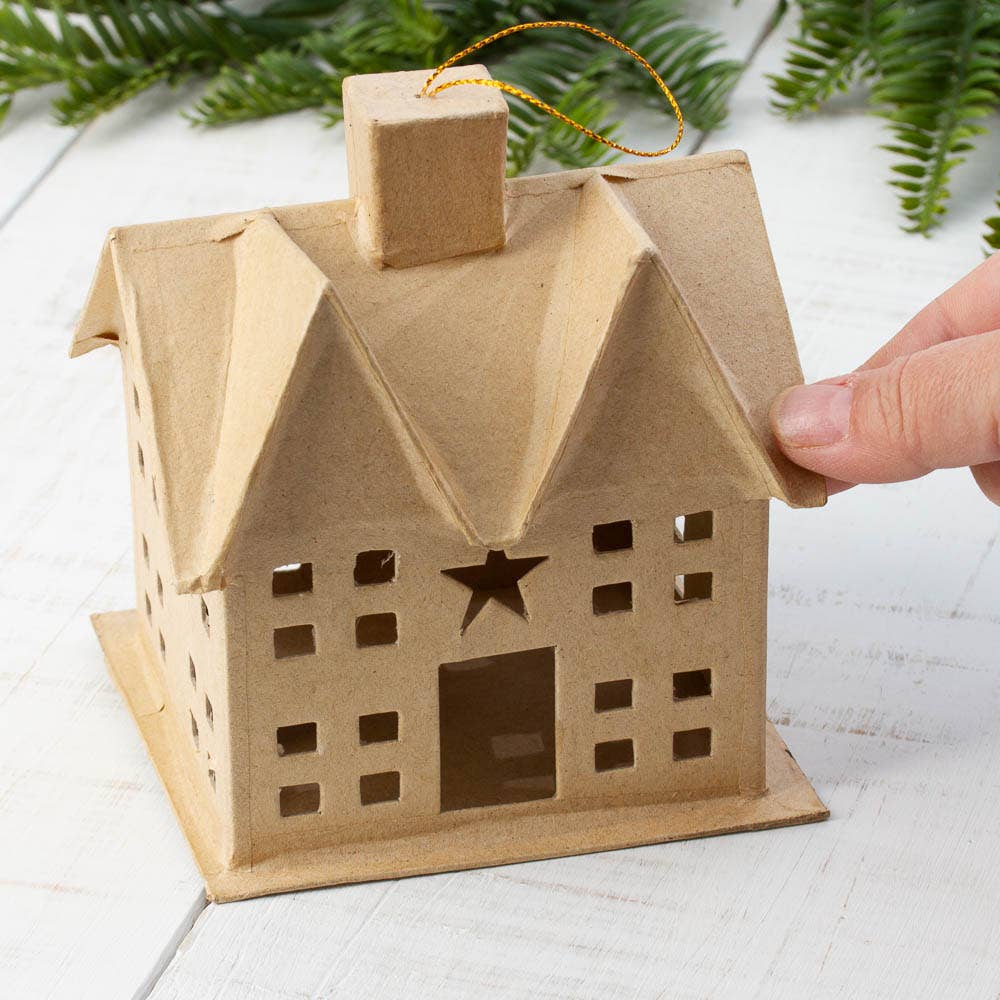 Paper Mache Saltbox House Ornament - Medium - Harmony