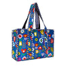 Medium Cotton Block Print Tote Bag / Dark Blue - Harmony
