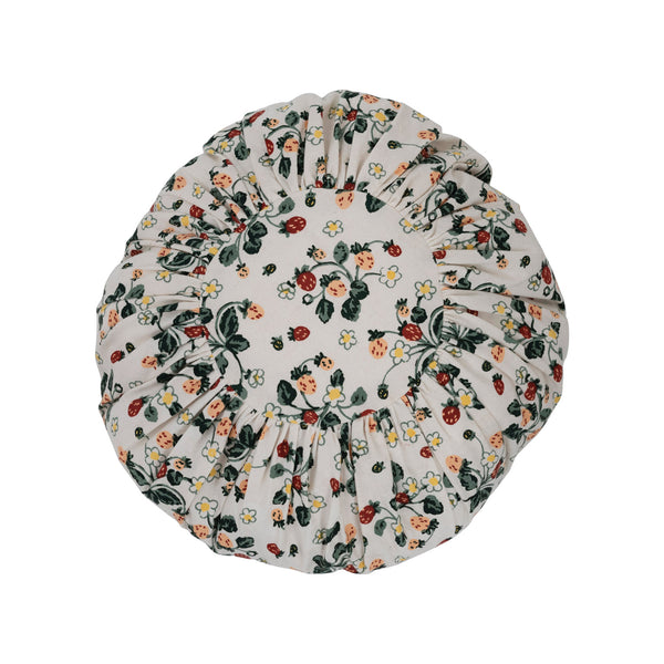 16" Cotton Pleated Pillow with Floral Pattern