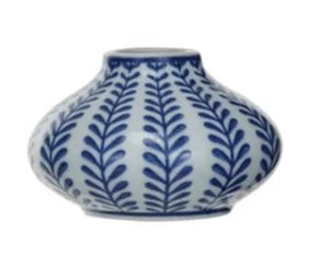 Blue & White Hand - Stamped Stoneware Vases - Harmony