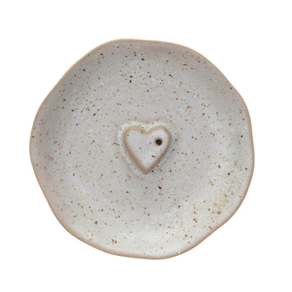 Stoneware Incense Dish/Holder w/Embossed Heart - Harmony