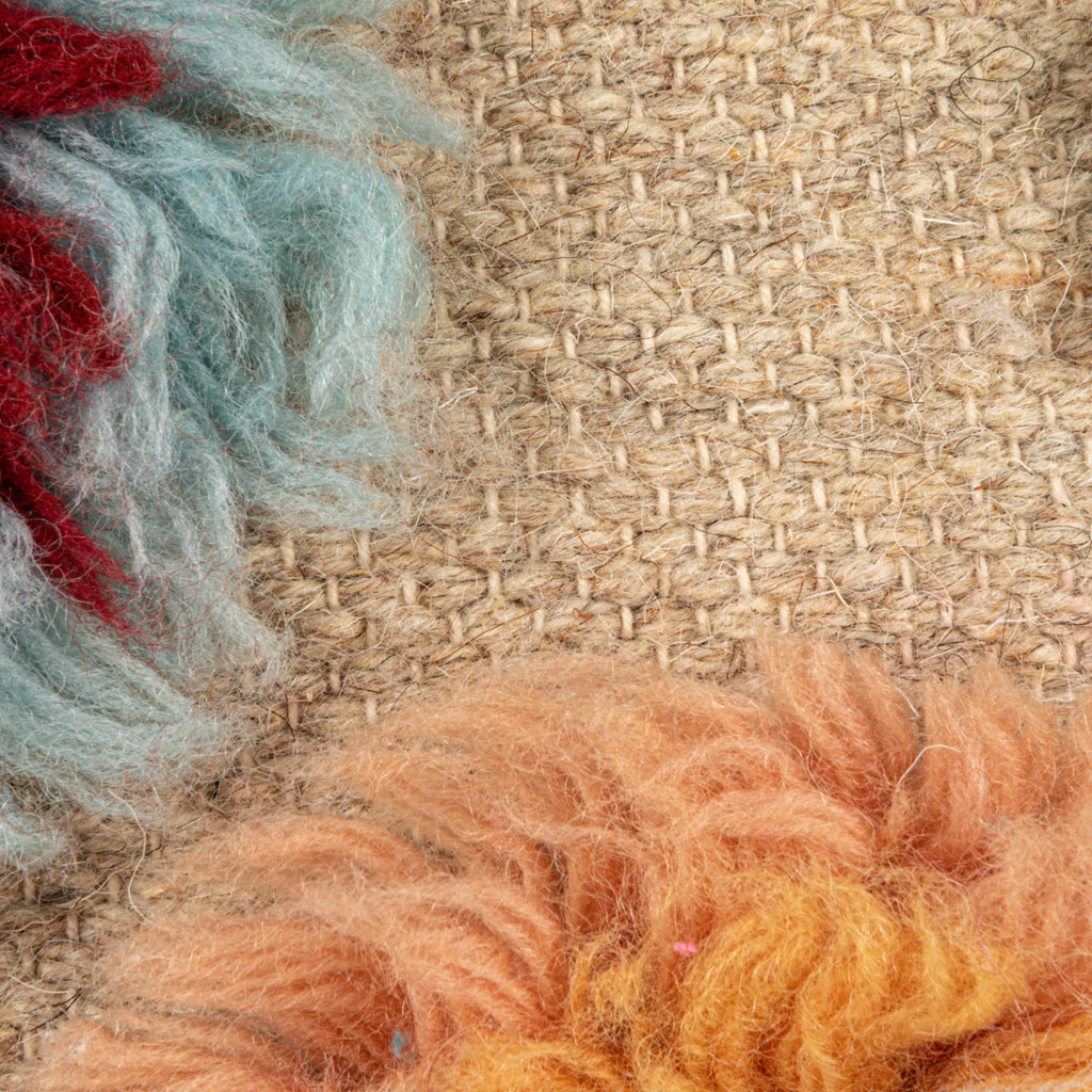 New Zealand Wool Shag & Cotton Pillow with Tufted Circles - Harmony