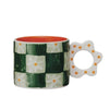 Hand - Painted Stoneware Mug with Flower Shaped Handle - Harmony