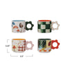 Hand - Painted Stoneware Mug with Flower Shaped Handle - Harmony