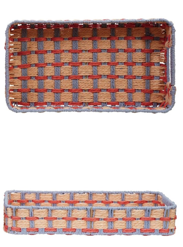 Decorative Woven Paper Rope Trays with Handles - Harmony