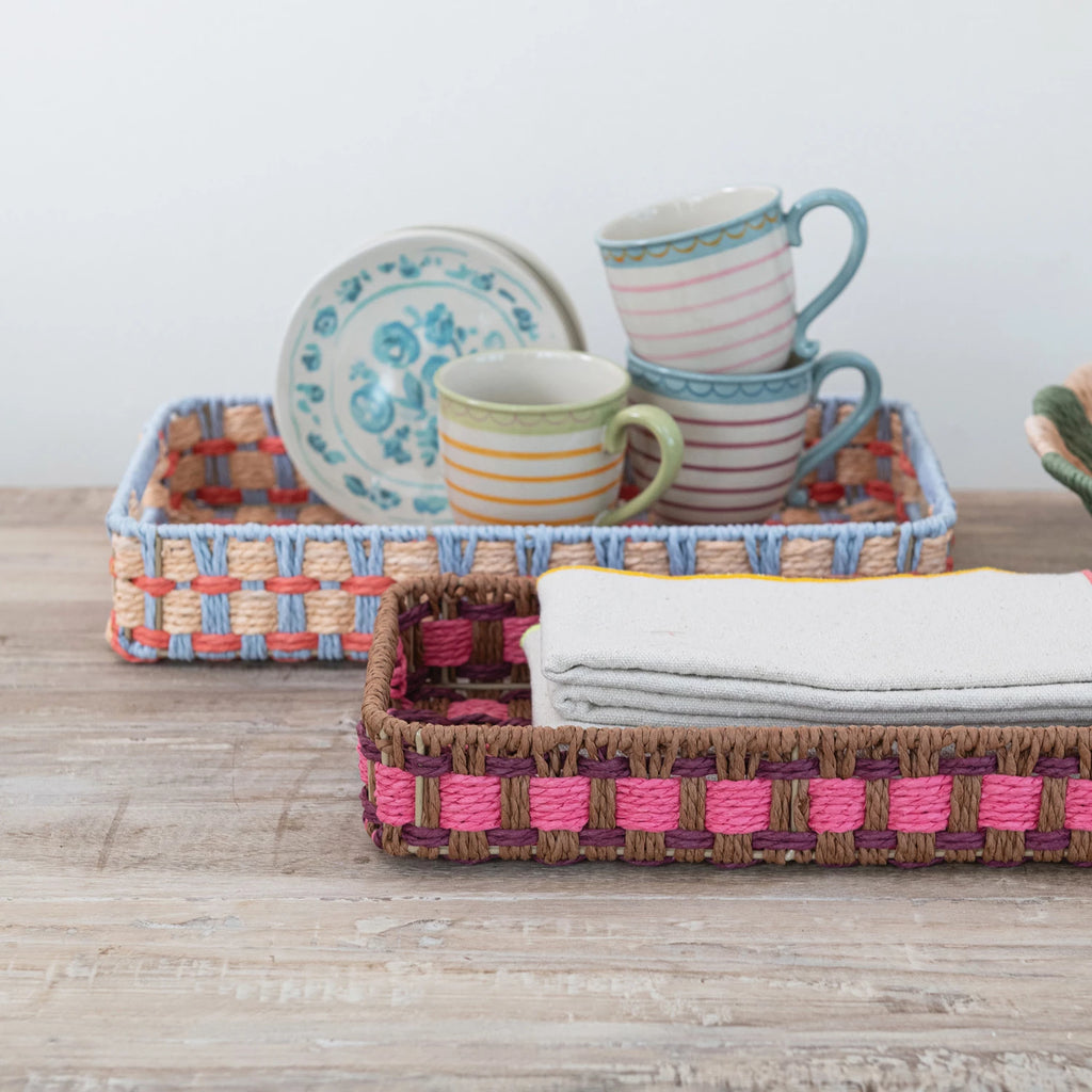 Decorative Woven Paper Rope Trays with Handles - Harmony