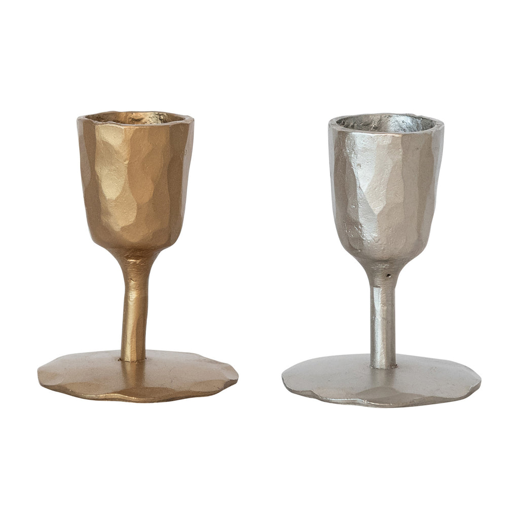 Hand-Forged Cast Iron Taper Holder, 2 Finishes