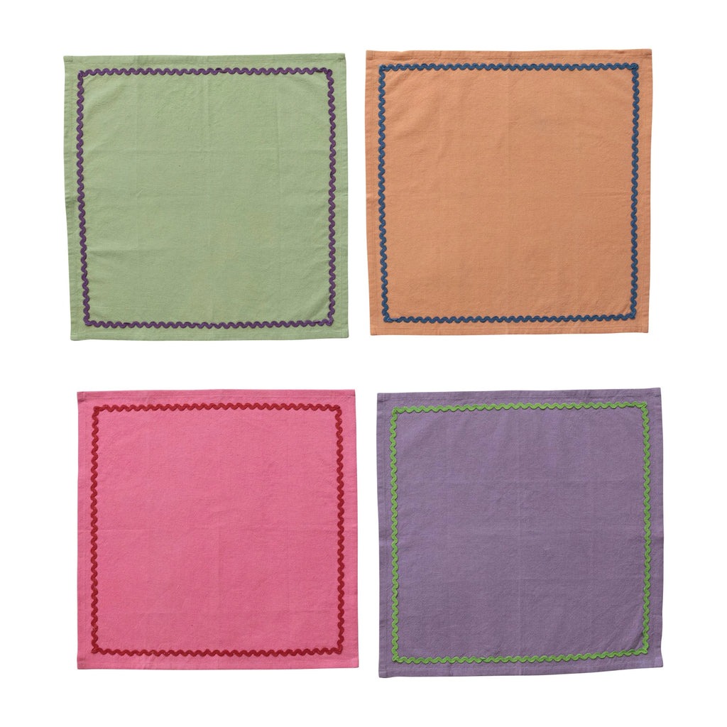 Square Cotton Napkins with Ricrac - Harmony