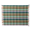 Woven Cotton Throw with Pattern & Fringe Plaid
