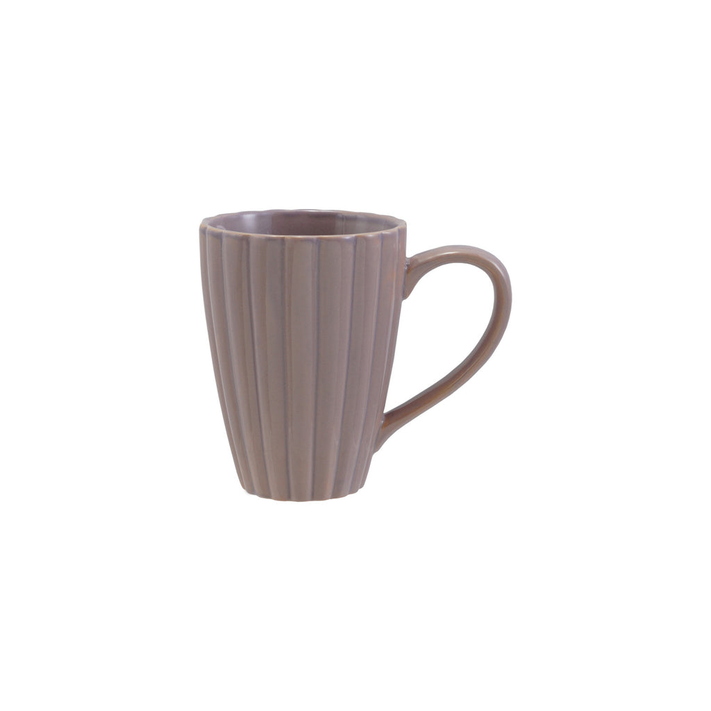 14 oz. Stoneware Ribbed Mug, Reactive Glaze, Lavender Color (Each One Will Vary)