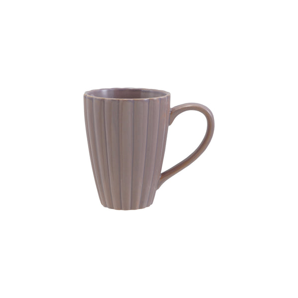 14 oz. Stoneware Ribbed Mug, Reactive Glaze, Lavender Color (Each One Will Vary)