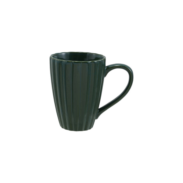 14 oz. Stoneware Ribbed Mug, Reactive Glaze, Green (Each One Will Vary)
