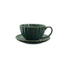 10 oz. Stoneware Ribbed Mug w/ Saucer, Reactive Glaze, Set of 2 (Each One Will Vary)