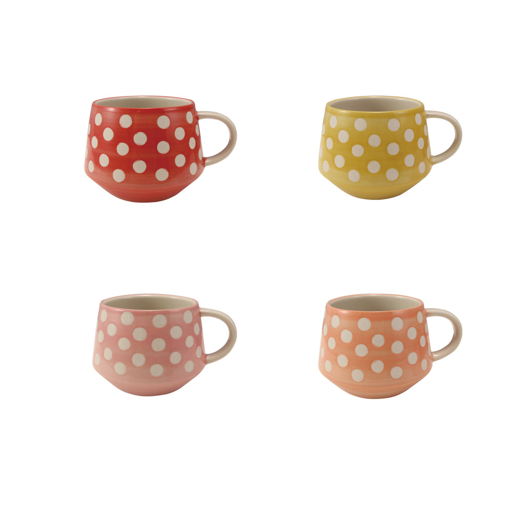 Hand - Painted Stoneware Mug with Wax Relief Dots / Orange - Harmony