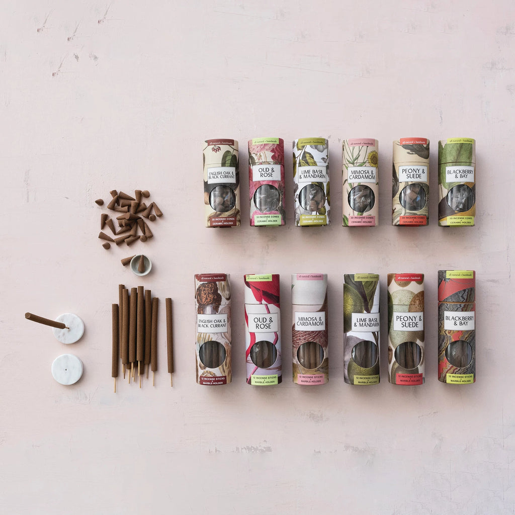 Scented Incense Cones with Incense Holder / Peony & Suede - Harmony