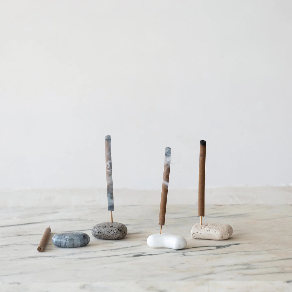 Travertine Incense Holder / Bone - Harmony