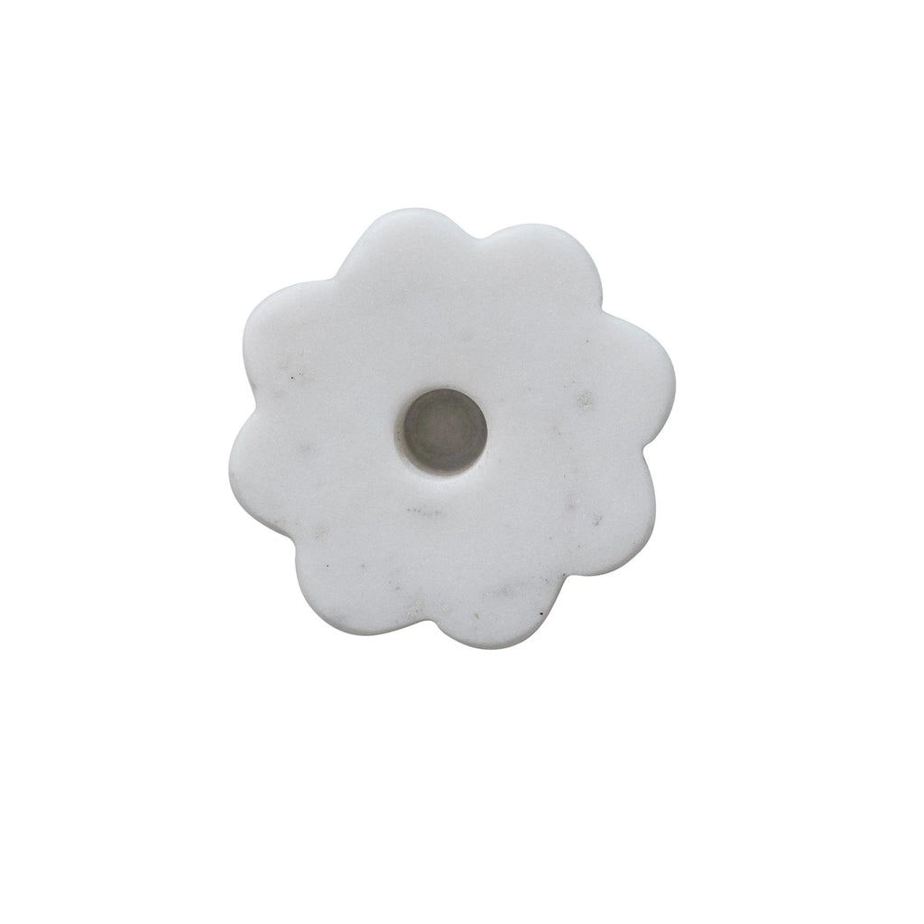 White Marble Scalloped Taper Holder - Harmony