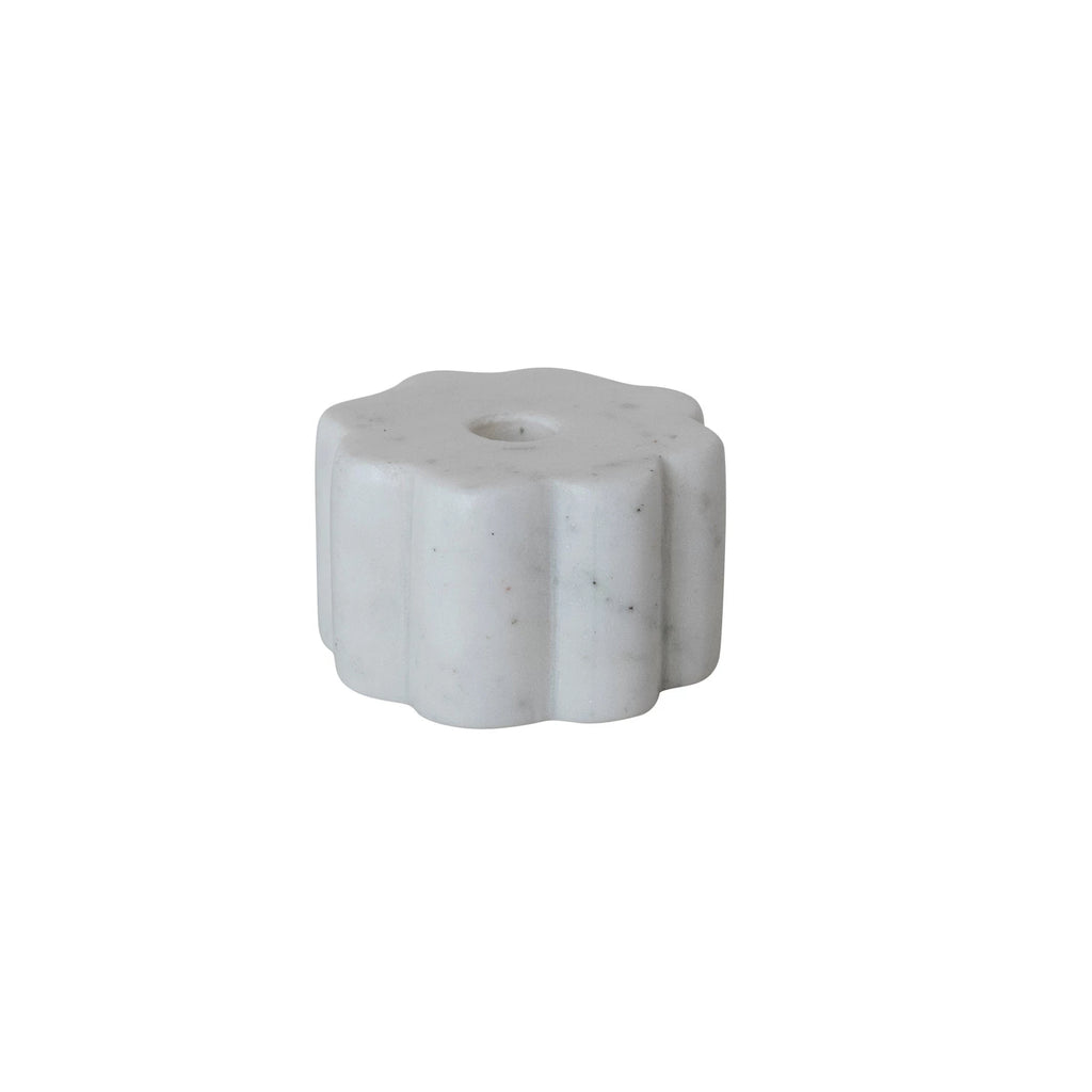 White Marble Scalloped Taper Holder - Harmony