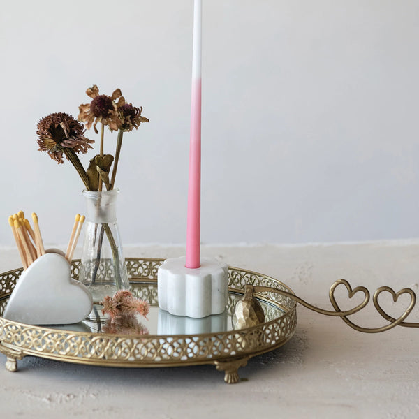 White Marble Scalloped Taper Holder - Harmony