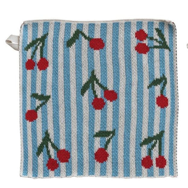 Fruity Knit Dish Cloth / Blue Cherries - Harmony