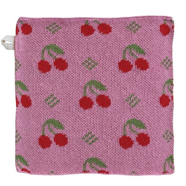 Fruity Knit Dish Cloth / Pink Cherries - Harmony