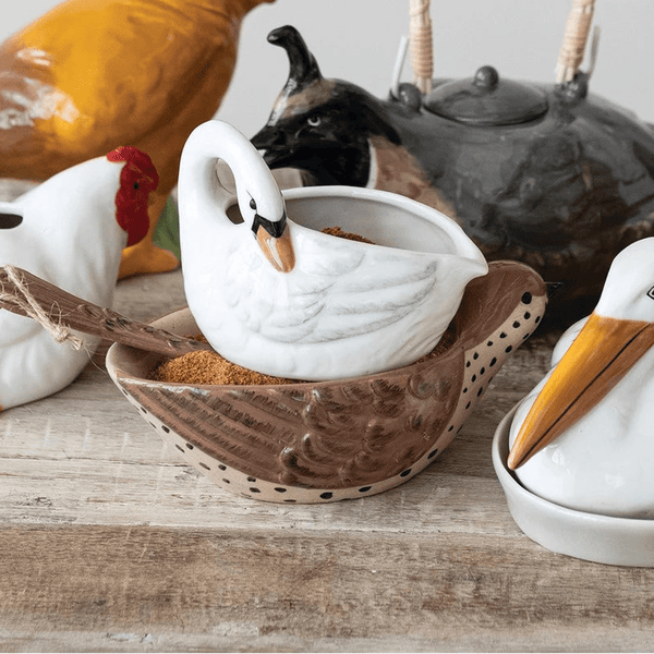 Hand - Painted Swan Shaped Creamer - Harmony