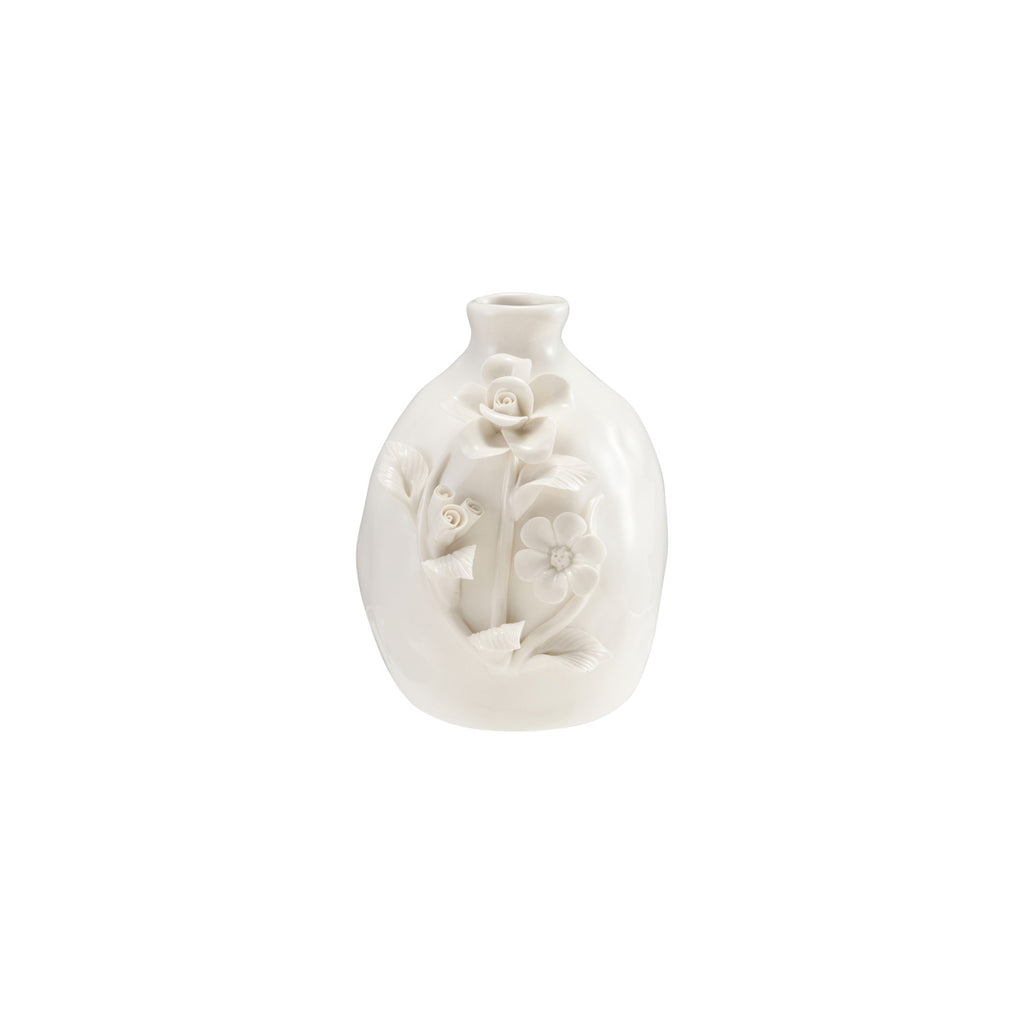 Stoneware Vase with 3D Flowers - Harmony