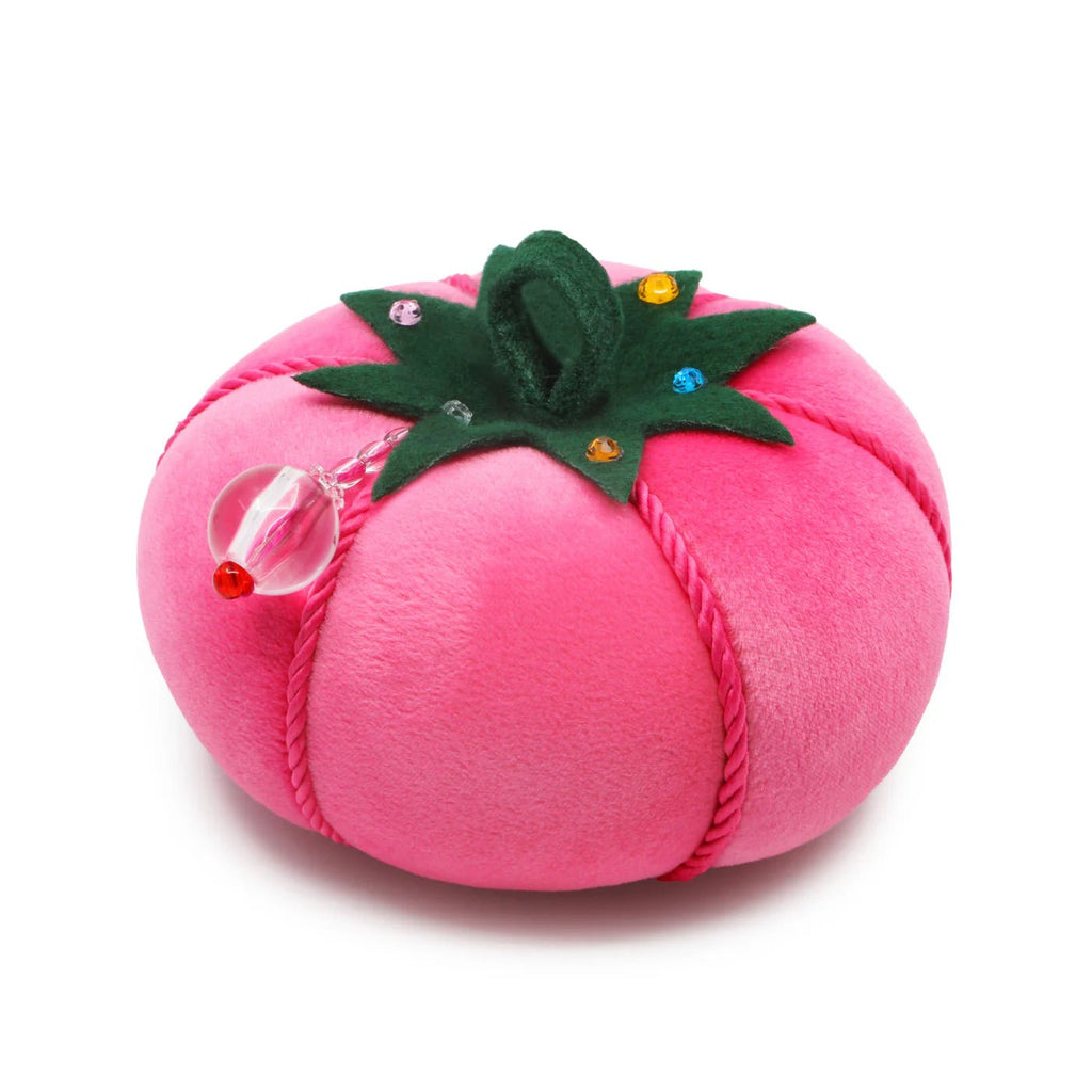 5" Tomato Pin Cushion, Pink Velvet - Harmony