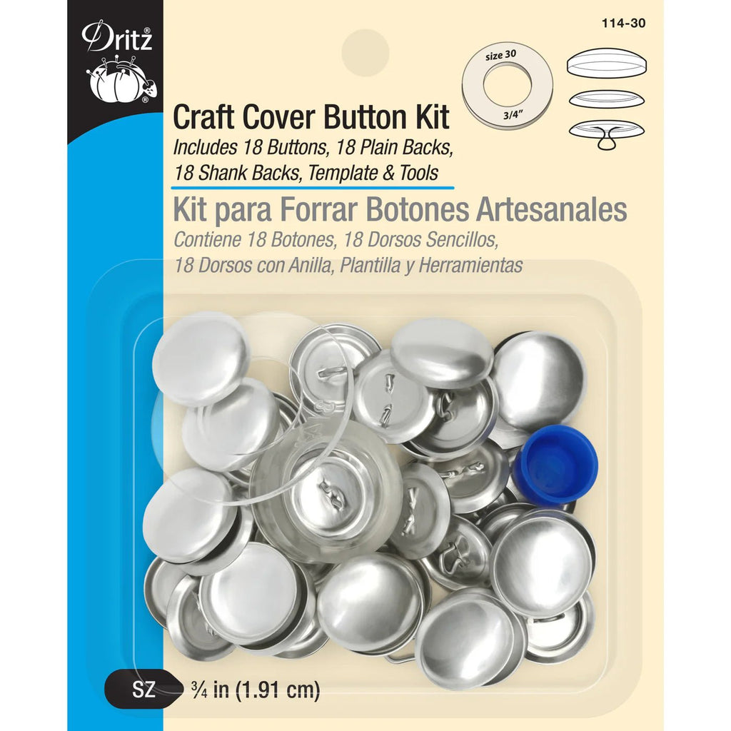3/4" Craft Cover Button Kit, 18 Sets, Nickel - Harmony