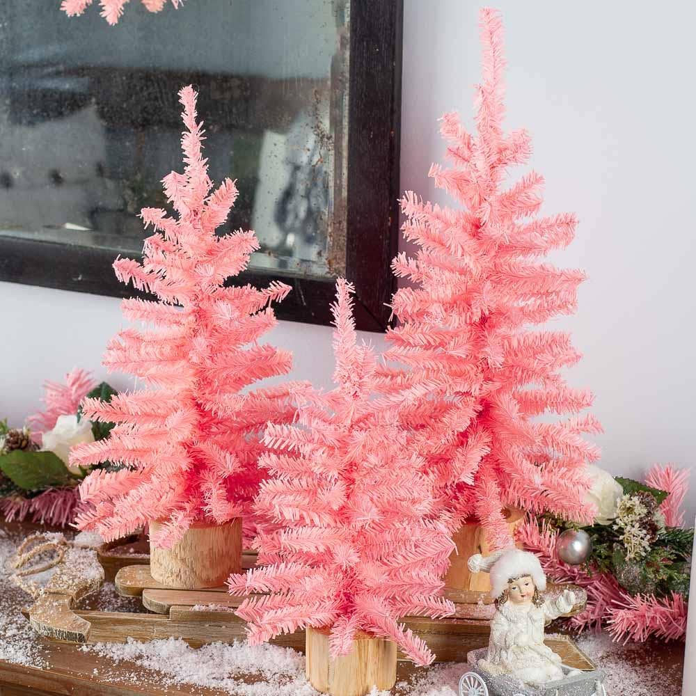 18" Pink Pine Delight Artificial Pine Tree - Harmony