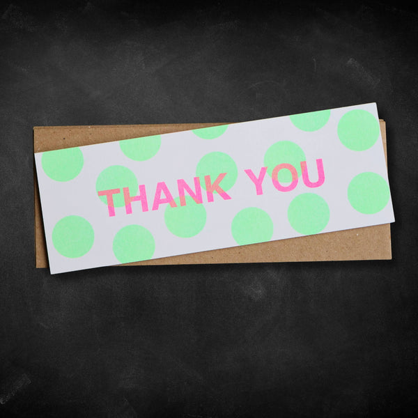 Thank You Notecard Pack - Flouro Green Spots | Skinny - Harmony
