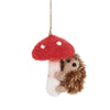 Toadstool Hedgehog Wool Ornament - Harmony