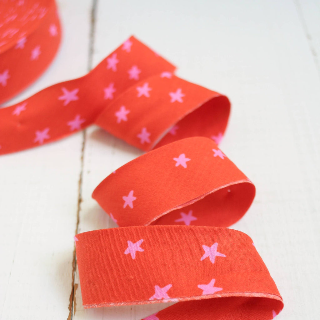 2.5" Bias Quilt Binding / Starry Warm Red - Harmony