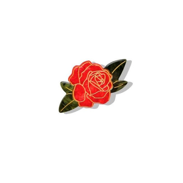 Hand - painted Rose Brooch - Harmony