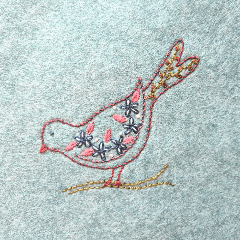 Stick and Stitch Embroidery / Folk Birds - Harmony