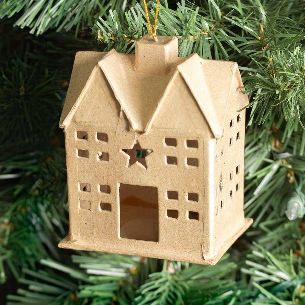 Paper Mache Saltbox House Ornament - Small - Harmony