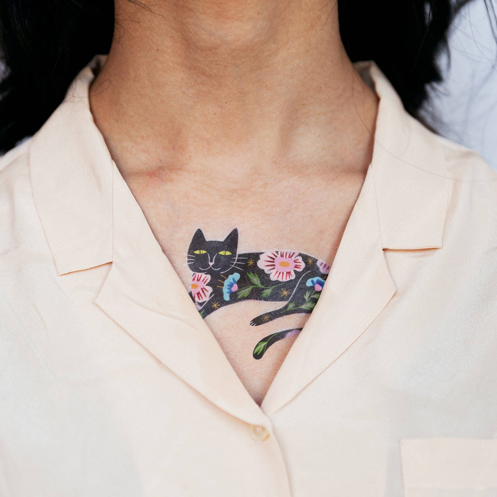 Flower Cat Tattoo Pair - Harmony