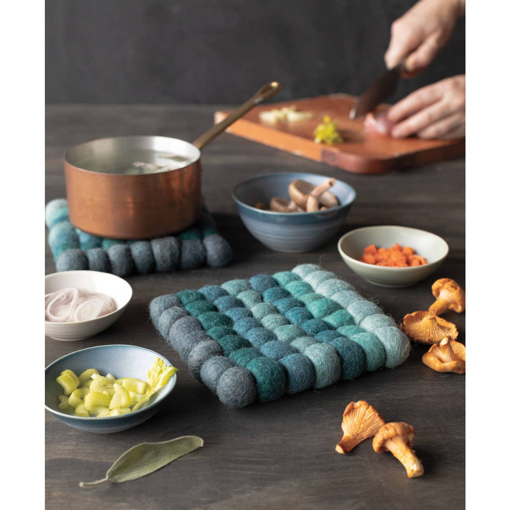 Lagoon Recycled Wool Felt Dot Trivet - Harmony