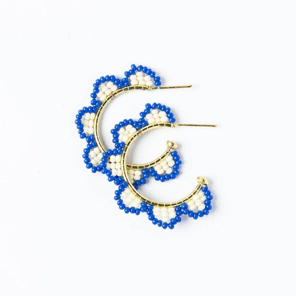 Luna Beaded Scallop Gold Hoop / Lapis Blue - Harmony