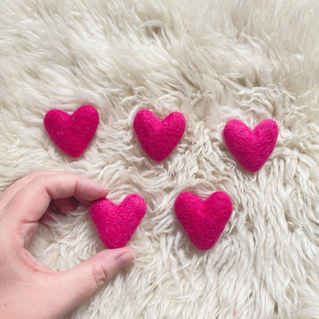 Dark Pink Felt Heart - Harmony