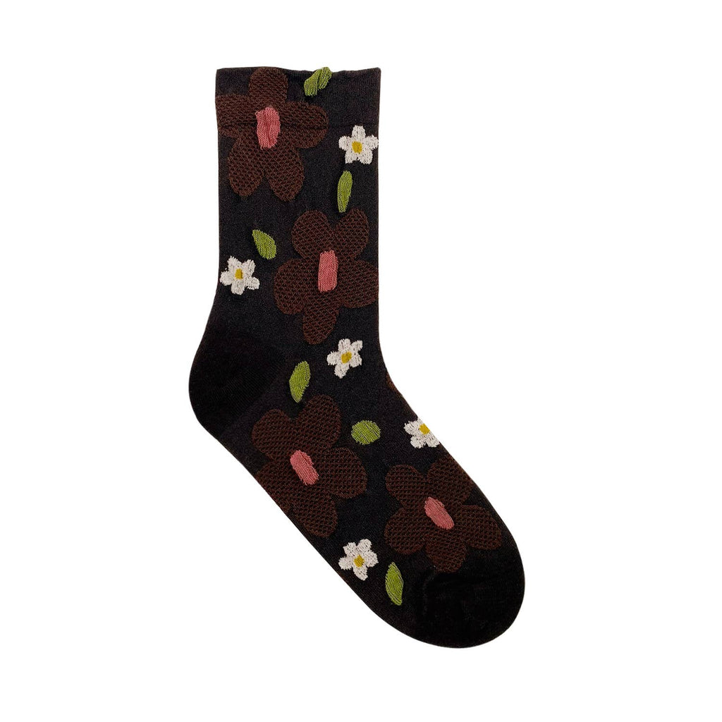 Women's Crew Mesh Flower Socks - Harmony